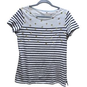 Boden Stripes ahead of the Rest Star Print Short Sleeve T-Shirt Cap Sleeves SZ 8